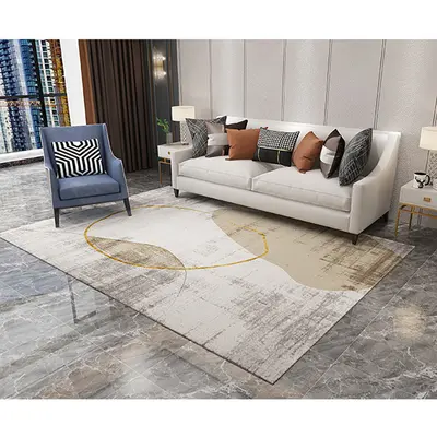 8' x 10' Modern Beige & Gold Rectangle Area Rug