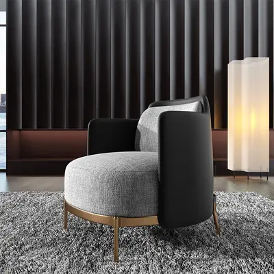 Black & Gray Linen Accent Chair