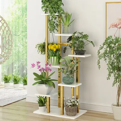 59" Gold 7-Tier Ladder Plant Stand view 2