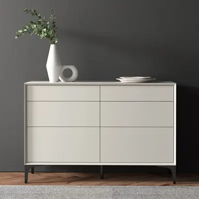 47" Off-White 6-Drawer Dresser view 2