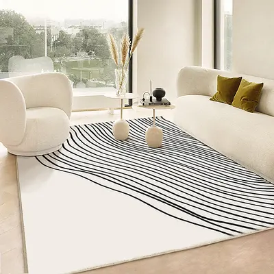6' x 9' Multipurpose Rectangular Contemporary Low-key Black & White Area Rug