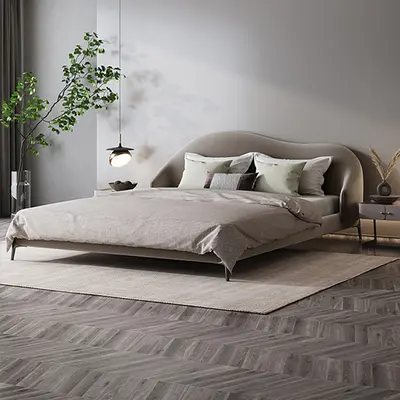 Queen Size Velvet Upholstered Bed Frame with Wingback