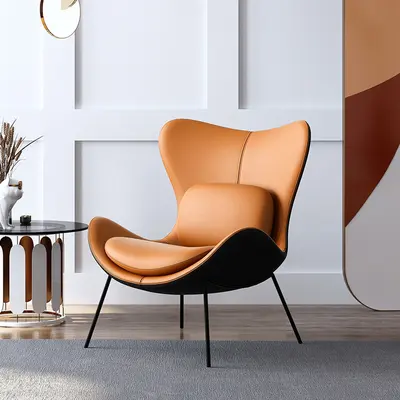 Orange & Black Leather Accent Chair