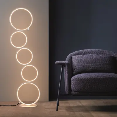 Multi-Head White Integrated LED Floor Lamp Geometric Standing Light