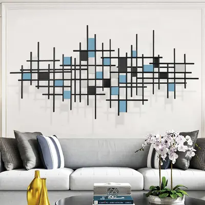 51.2"W Modern Luxury Style Black Metal Wall Decor Home Art in Living Room