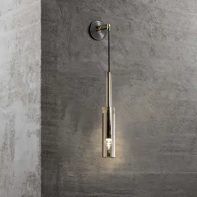 Minimalist Hanging Wall Light 1-Light Clear Armed Sconce Crystal Indoor Wall Lighting