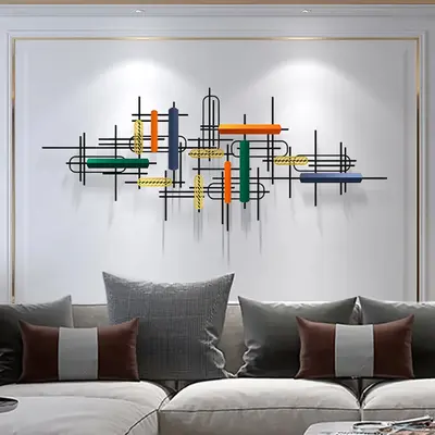 59" Modern Large Metal Wall Decor Unique Home Hanging Wall Art Decor in Gold & Black
