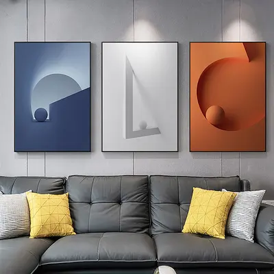 28" 3-Piece Modern Wall Decor Living Room Abstract Art Canvas Print with Metal Frame