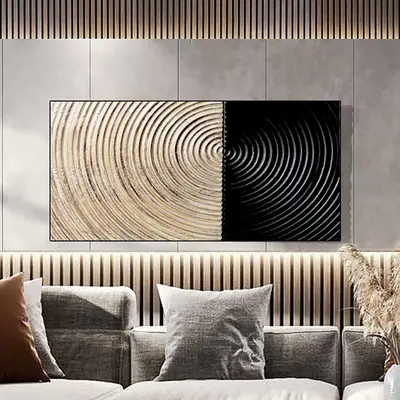 Modern Minimalist Abstract Painting Art Wall Decor for Living Room with Frame in Natural & Black1000mm*500mm