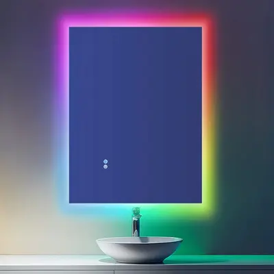 24" x 32" Frameless Rectangular RGB LED Bathroom Vanity Mirror Anti-Fog Backlit