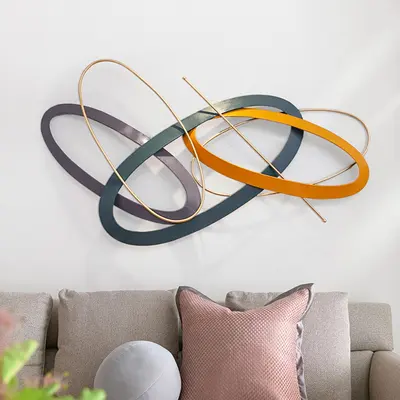 Modern Geometric Metal Wall Decor Overlapping Creative Wall Art Multi-color Living room