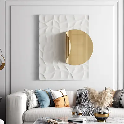 Rectangle Geometric 3D Wall Decor Background 23.6" x 35.4" Modern Metal in Gold Wall Art