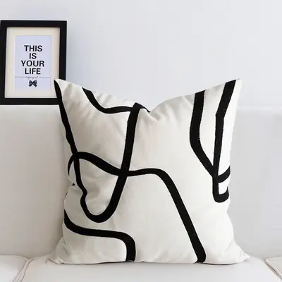 Modern Black Stripe Decorative Throw Pillow Cover Cushion Cover Protector 18 x 18 inches