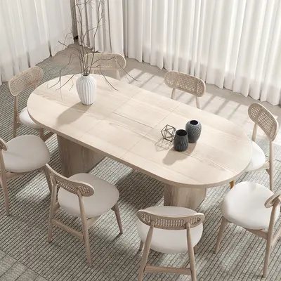 Japandi Butterfly Leaf Oval Dining Table (63"-79")