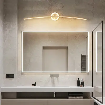 Gold Bathroom Vanity LED Wall Light Modern Wall Sconce with White Silicone Shade