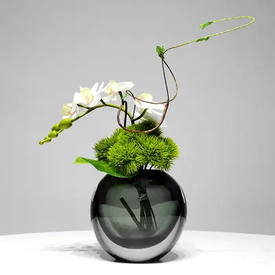 White Artificial Flower Arrangement in Vase Dining Table Centerpiece Fake Flower Decor