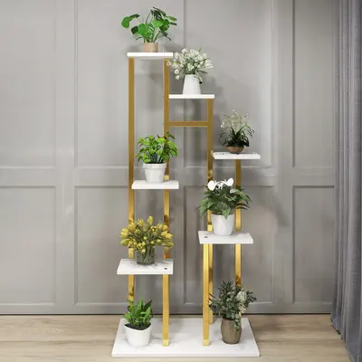 59" Gold 7-Tier Ladder Plant Stand view 2