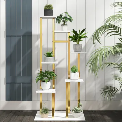 59" Gold 7-Tier Ladder Plant Stand view 3