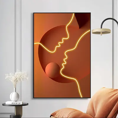 39.4" Modern Abstract People Wall Decor Art Person Painting Art with Frame Living Room