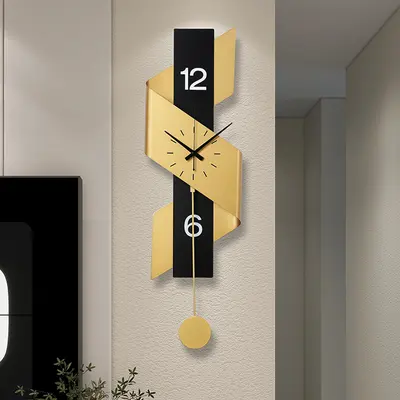 Gold & Black Oversized Ribbon Wall Clock view 2