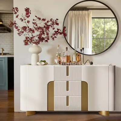 Artus Modern White Sintered Stone Sideboard Credenza (59"W)