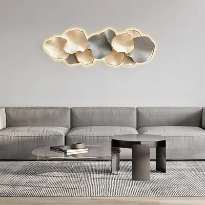Modern Wall Art LED Wall Decor with Unique Textured Design in Off White & Gray