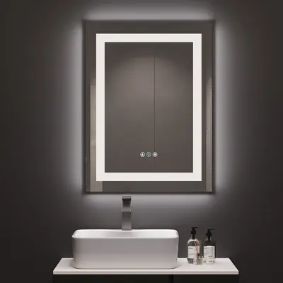 31.5" x 23.6" Touch Control Frameless Rectangle LED Bathroom Mirror with Anti-Fog & Bluetooth Speaker
