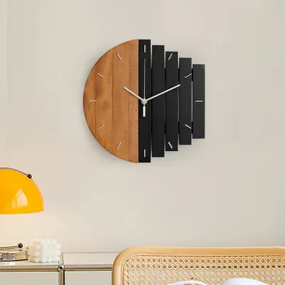 Rustic Abstract Wood Wall Clock view 2