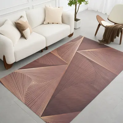 5' x 8' Indoor Area Rug, Geometric Design, Non-Slip, Waterproof, Easy-Clean PVC Leather
