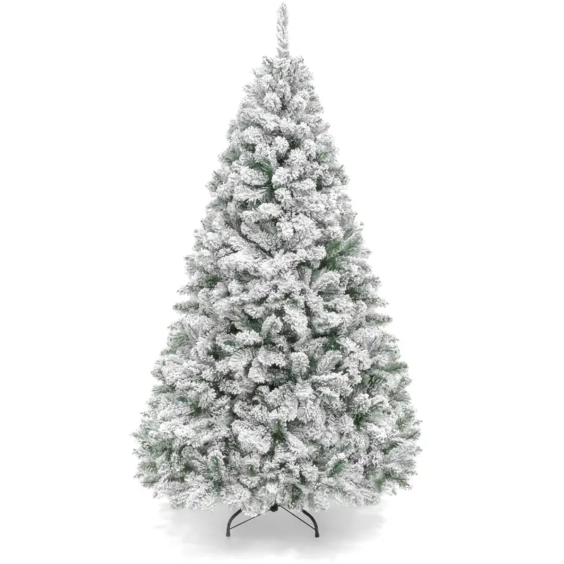 Snow Flocked Christmas Tree styled in a room