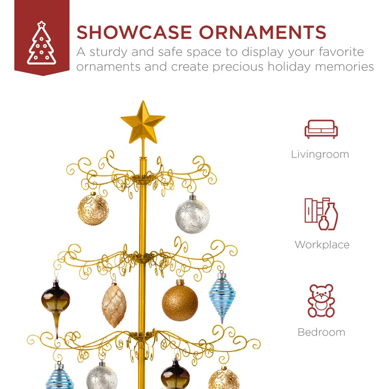 Wrought Iron Ornament Display Tree styled in a room