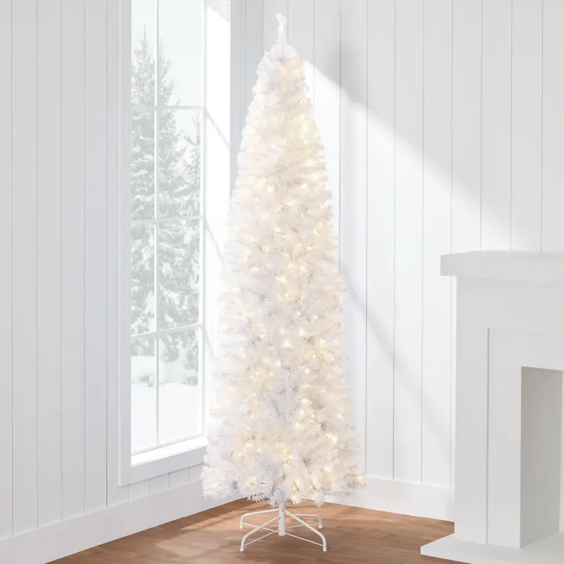 Pre-Lit White Pencil Christmas Tree