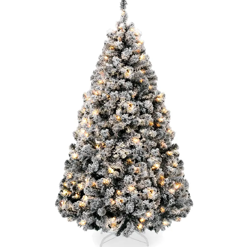 Pre-Lit Black Flocked Christmas Tree styled in a room