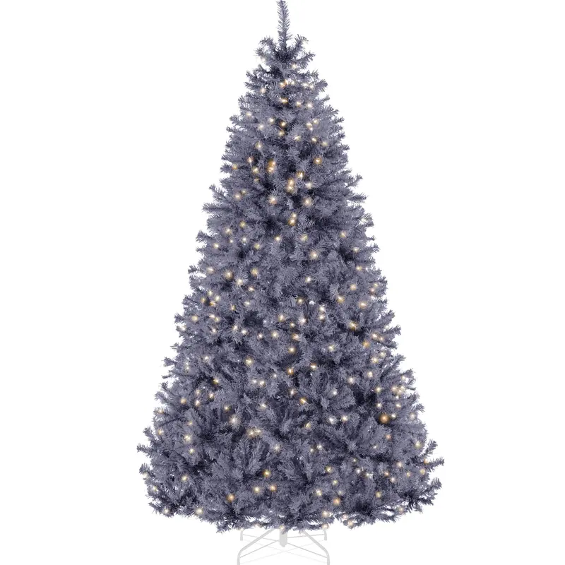 Pre-Lit Charcoal Gray Christmas Tree styled in a room
