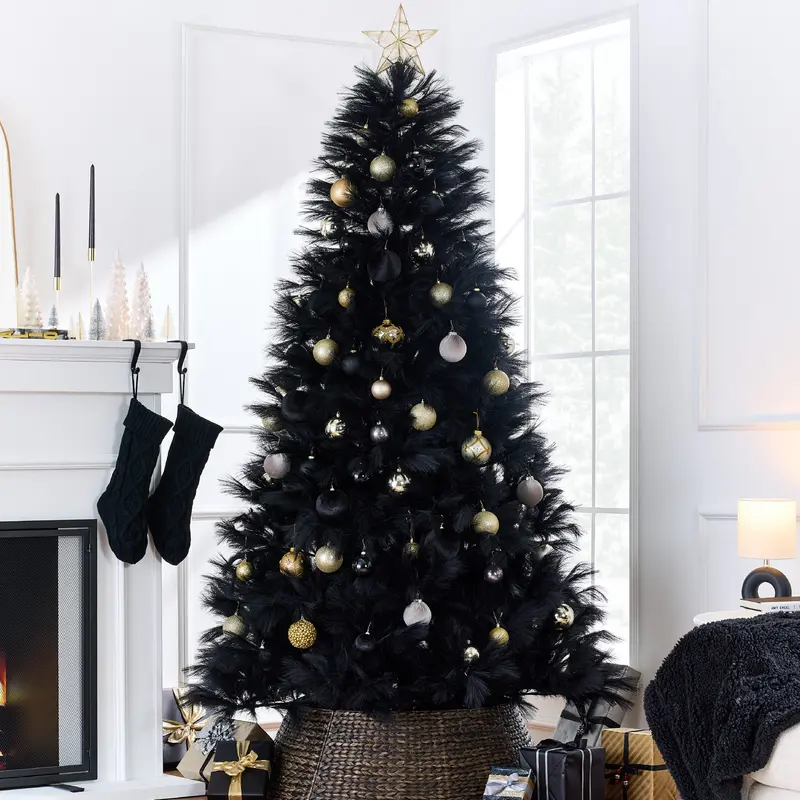 Premium Artificial Black Pampas Christmas Tree styled in a room