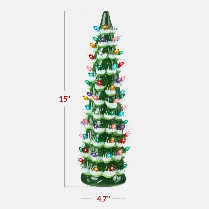 Hand-Painted Ceramic Christmas Tree styled in a room