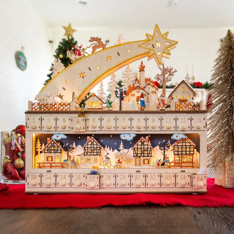 Wooden Shooting Star Advent Calendar styled in a room