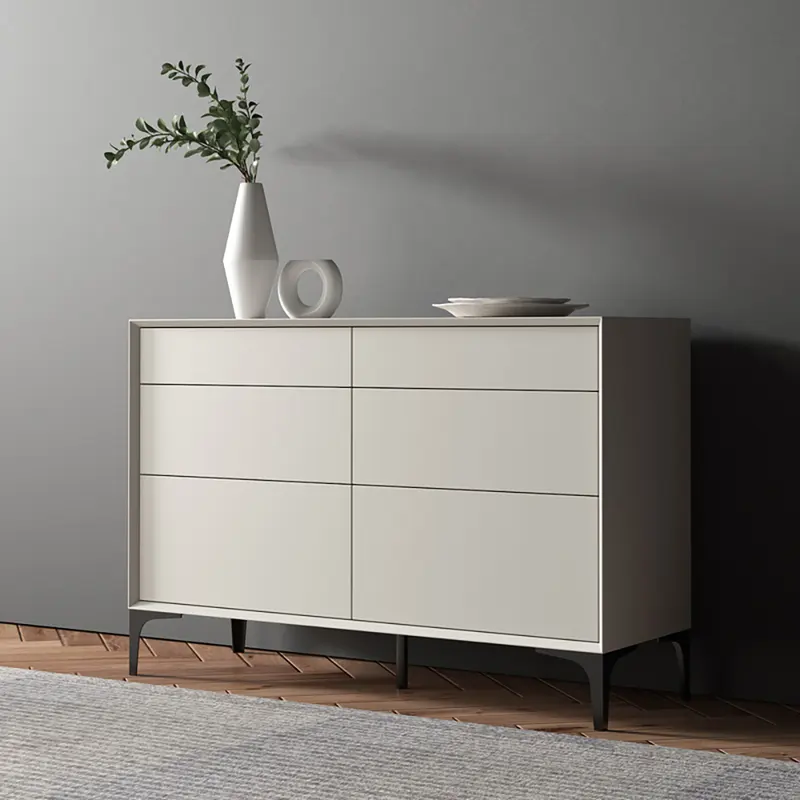 47" Off-White 6-Drawer Dresser styled in a room