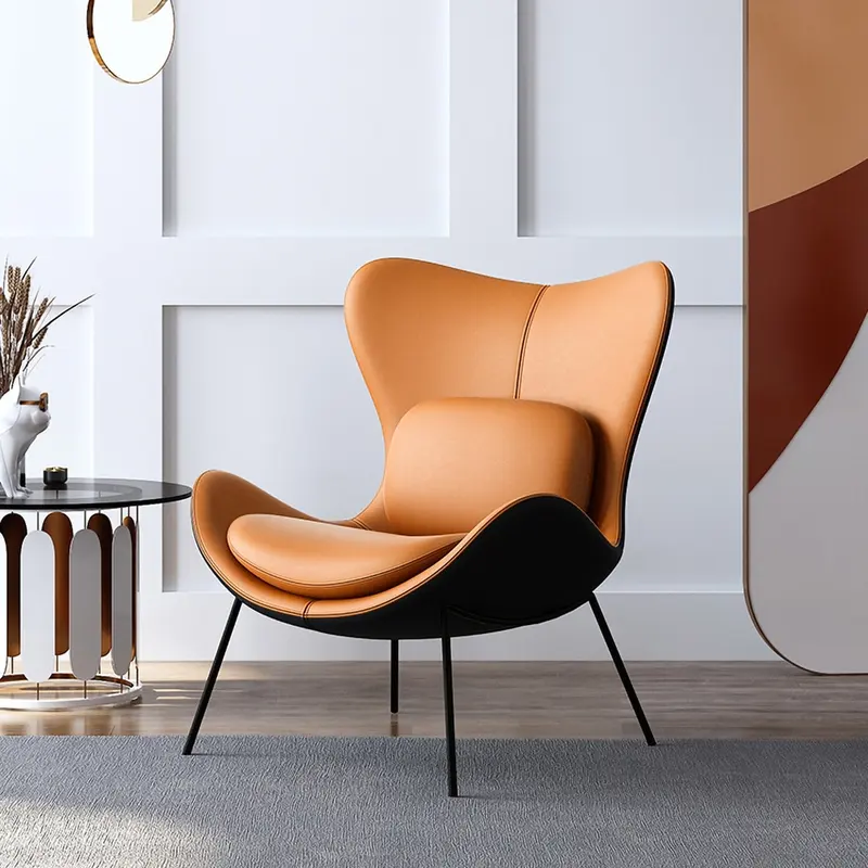 Orange & Black Leather Accent Chair