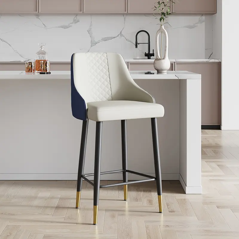 Blue Leather Arm Counter Stools, Set of 2 styled in a room