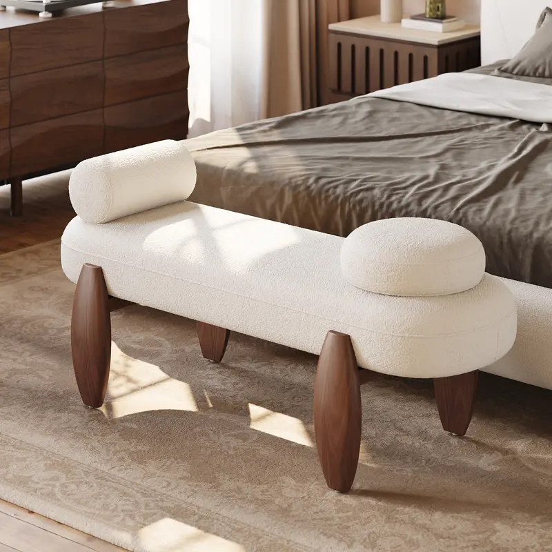 Boucle Bedroom Bench styled in a room