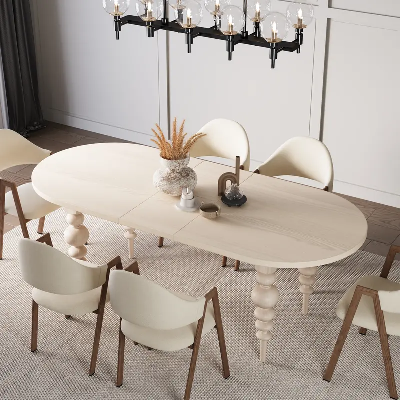 Mid-Century Oval Extendable Dining Table (67"-79") styled in a room